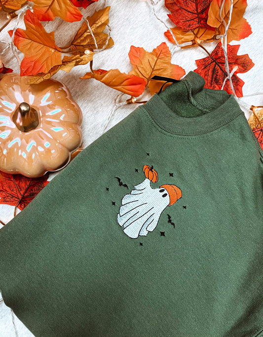 Ghosting you pumpkin EMBROIDERED crew neck