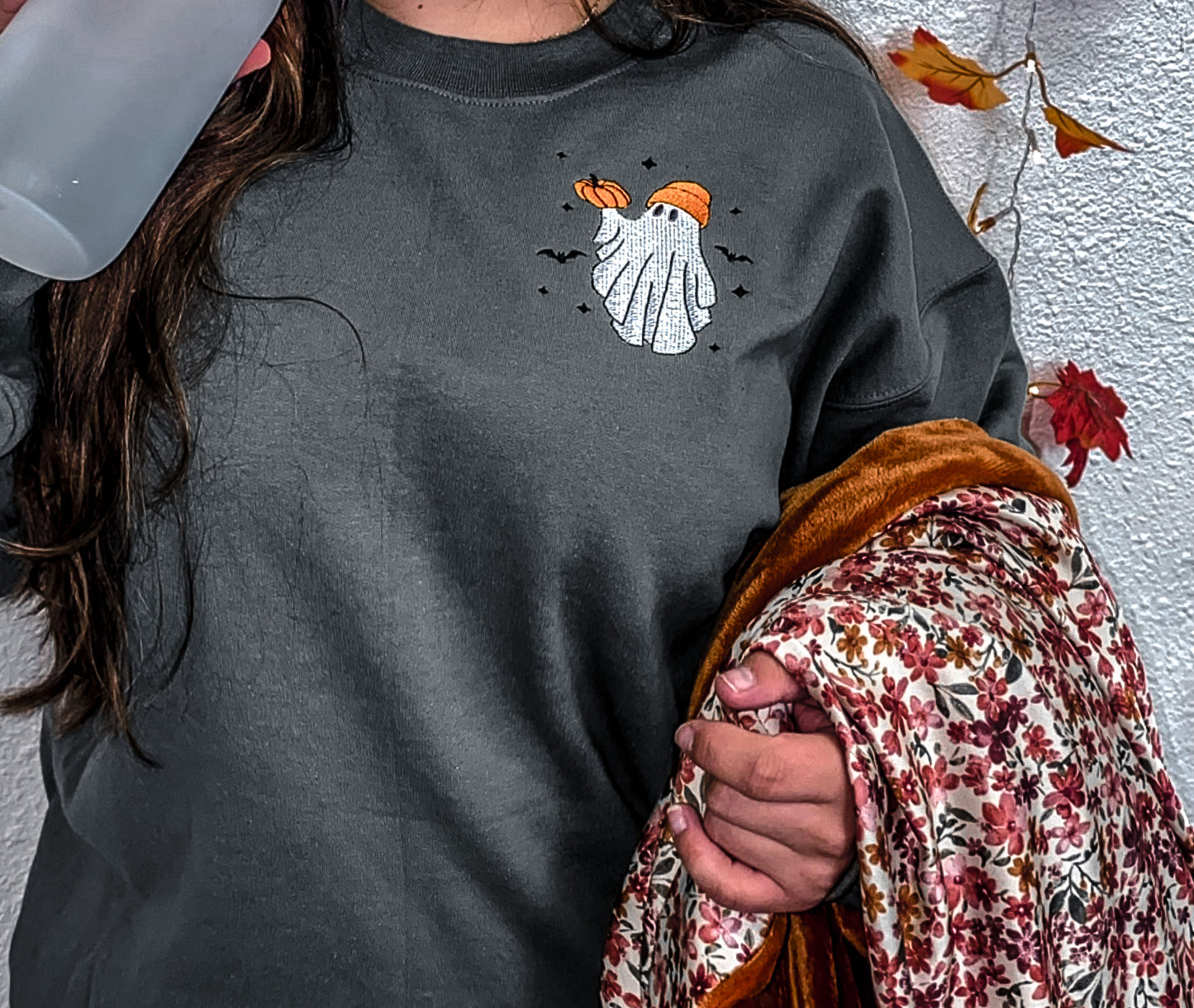 Ghosting you pumpkin EMBROIDERED crew neck