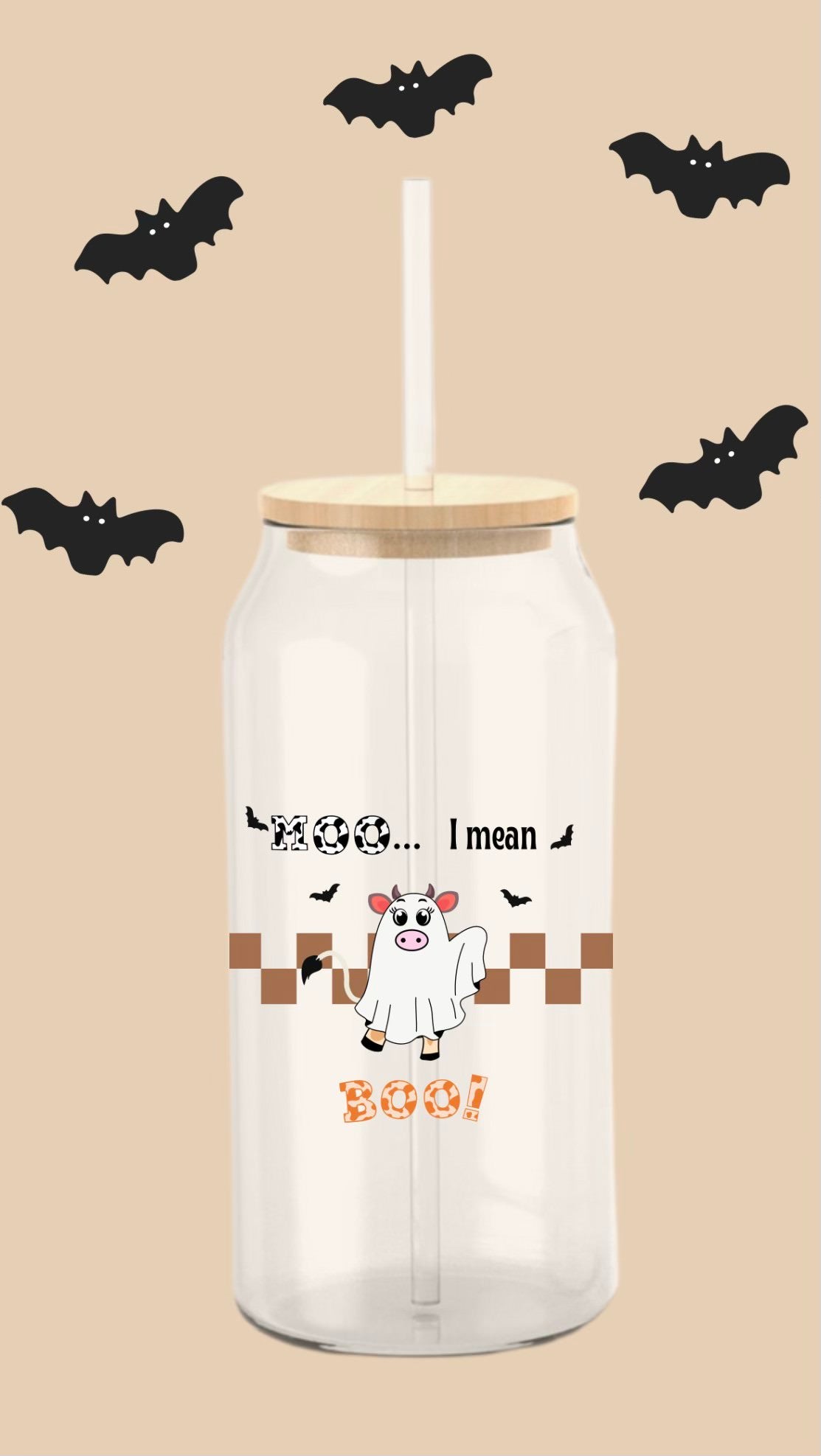 MOOving into Halloween with this boo-tiful iced coffee in a mason jar Cup!